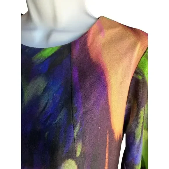 Trina Turk Women’s Abstract Floral Tunic Shift Dress 3/4 Sleeve A-Line Size 6 - Picture 2 of 13